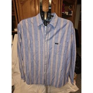 Vintage 90s Blue Striped‎ Mens HIS shirt. Size L. Vintage, 90s, Lagonlook,...